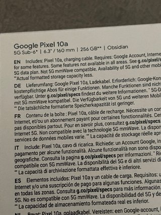Google Pixel 10a 256GB Gris