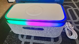 Radio Reloj Depertador Altavoz Cargador Qi con LED