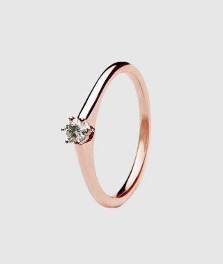 Anillo Oro Rosa Solitario Diamante