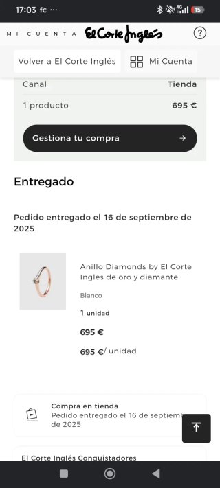 Anillo Oro Rosa Solitario Diamante