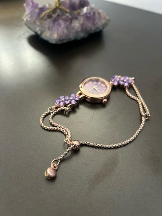 Bracciale orologio Fiori viola autoregolabile