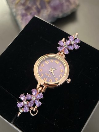 Bracciale orologio Fiori viola autoregolabile