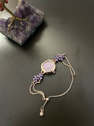 Bracciale orologio Fiori viola autoregolabile