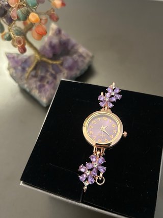 Bracciale orologio Fiori viola autoregolabile