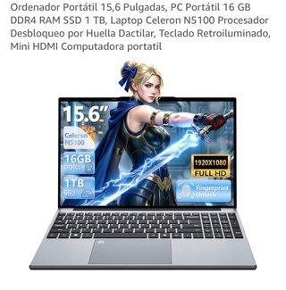 Portátil 16gb ram y 1 tb ssd