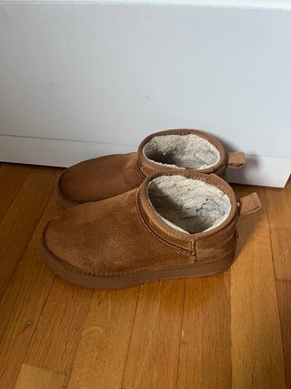 Botas borreguito marron claro con plataforma