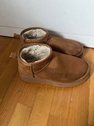 Botas borreguito marron claro con plataforma