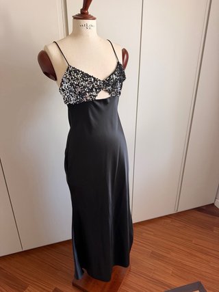 Abito midi zara nero con paiettes