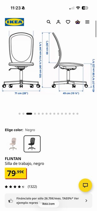 Silla de oficina IKEA FLINTAN negra