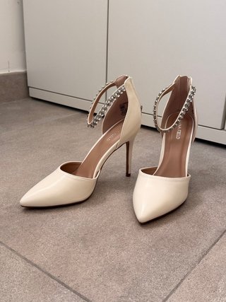 Zapatos de tacón beige mujer talla 39