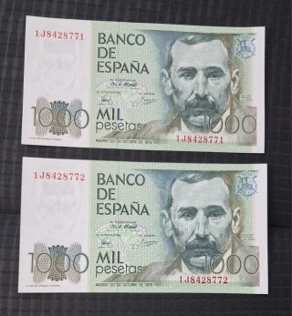 Billetes 1000 pesetas 1979 (2 unidades)