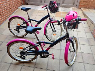 Bicicleta BTwin 24 azul y rosa