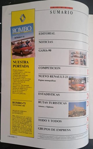 Revista Rombo Nº 73 Septiemb 1989 Nuevo Renault 21