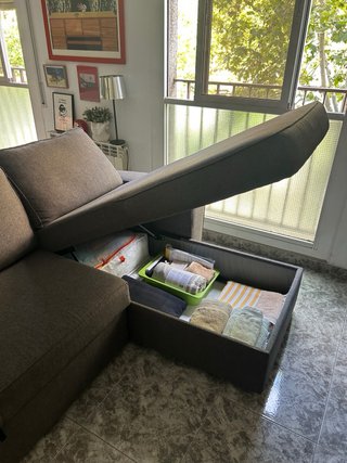 Sofá Cama Chaise Longue Gris 3 Plazas