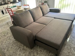 Sofá Cama Chaise Longue Gris 3 Plazas
