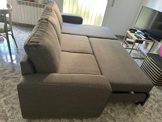 Sofá Cama Chaise Longue Gris 3 Plazas