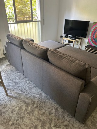 Sofá Cama Chaise Longue Gris 3 Plazas