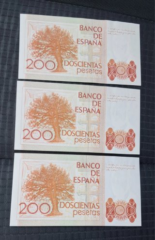 3 Billetes 200 Pesetas España 1980