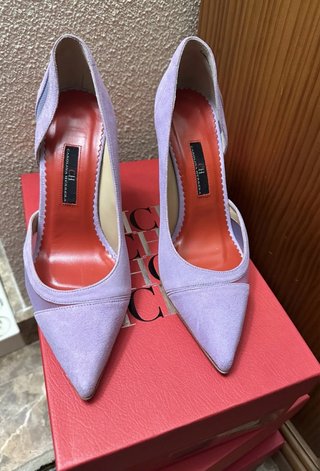 Zapatos tacón ante lila T.38 CH