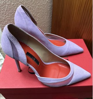 Zapatos tacón ante lila T.38 CH