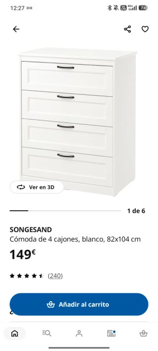 Cómoda SONGESAND 4 cajones blanca