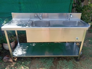 Fregadero industrial profesional doble seno