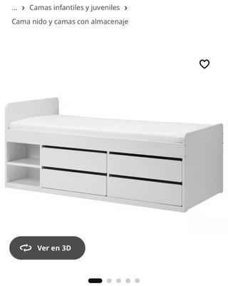 Cama con almacenaje blanco SLÄKT A ESTRENAR
