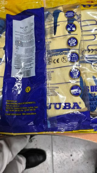 Guantes de trabajo JUBA algodón azul/amarillo
