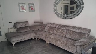 Sofá modular terciopelo gris 4m