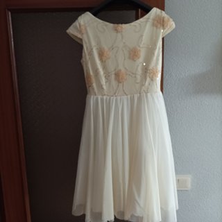 Vestido de fiesta beige y dorado Talla 40