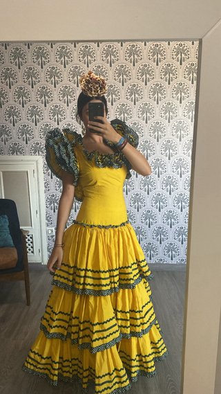 Traje Flamenca Amarillo y Verde
