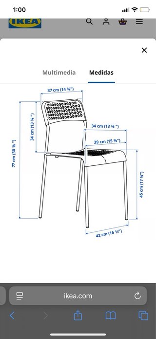 Silla Ikea Blanca Modelo Sandberg con Cojín