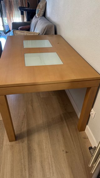 Sillas comedor madera y asiento rojo (4uds)