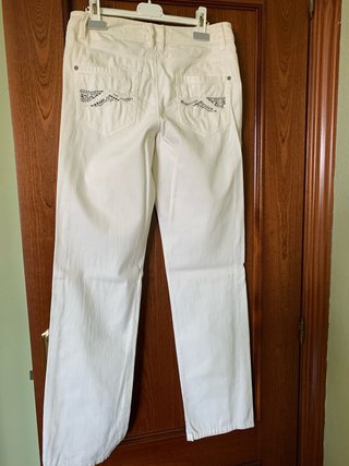 Pantalón vaquero Yessica blanco- beige