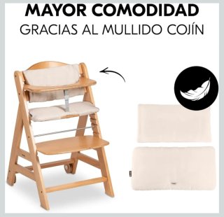 hauck BETA+ Trona Madera con Ruedas y Cojínes