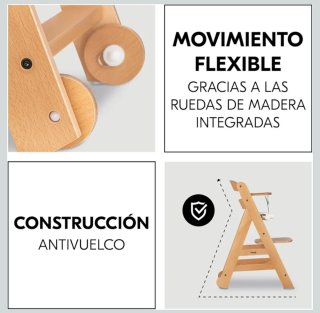 hauck BETA+ Trona Madera con Ruedas y Cojínes