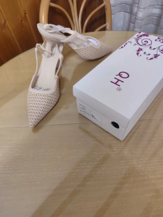 Sandalias Beige Slingback Tejidas
