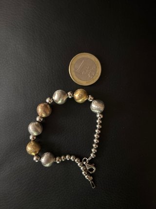 Pulsera Plata Bolas Doradas y Plateadas