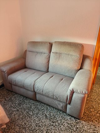 Sofás Eléctrico 2 Plazas Tela Beige/Gris