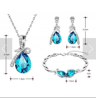 Conjunto de Joyas Azul y Plateado