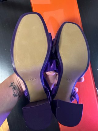 Sandalias Zara 37 Satén Moradas Tacón Nuevas