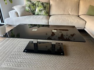 Mesa de centro cristal negro