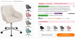 Silla para escritorio o maquillaje giratoria