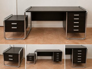 Escritorio madera con doble cajonera metal