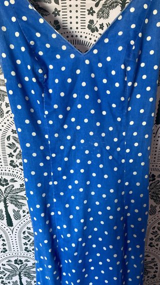Traje Flamenca Azul con Lunares Blancos