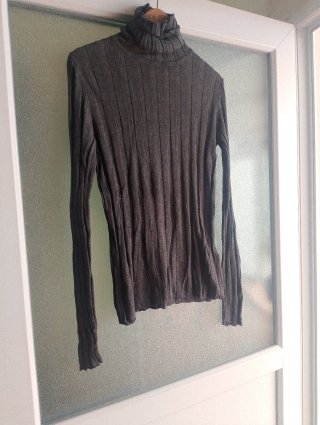 Jersey Zara Cuello Alto Gris Talla M