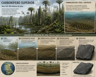Fósil auténtico Carbonífero superior