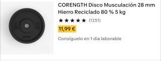 Juego de Barra y Discos 10kg, 5kg, 2kg