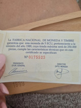 Moneda Conmemorativa 5 ECU 1989