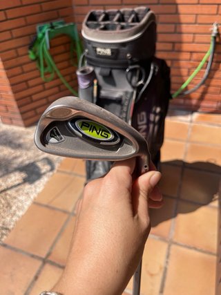 Carro y mochila de golf con palos